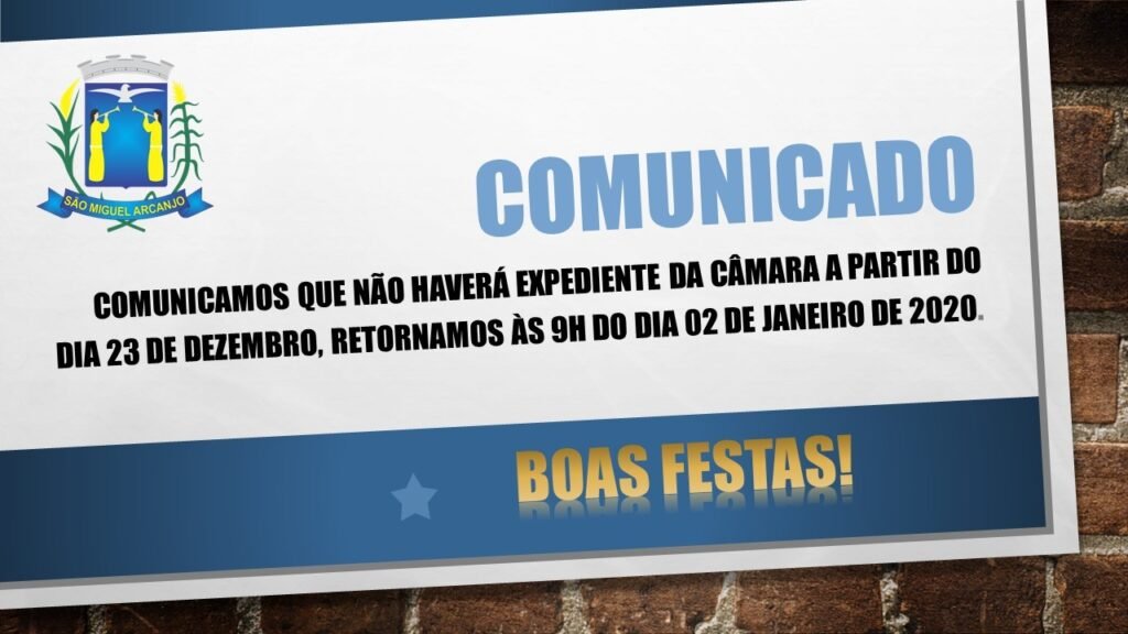 COMUNICADO DE RECESSO - 23/12/2019 a 01/01/2020