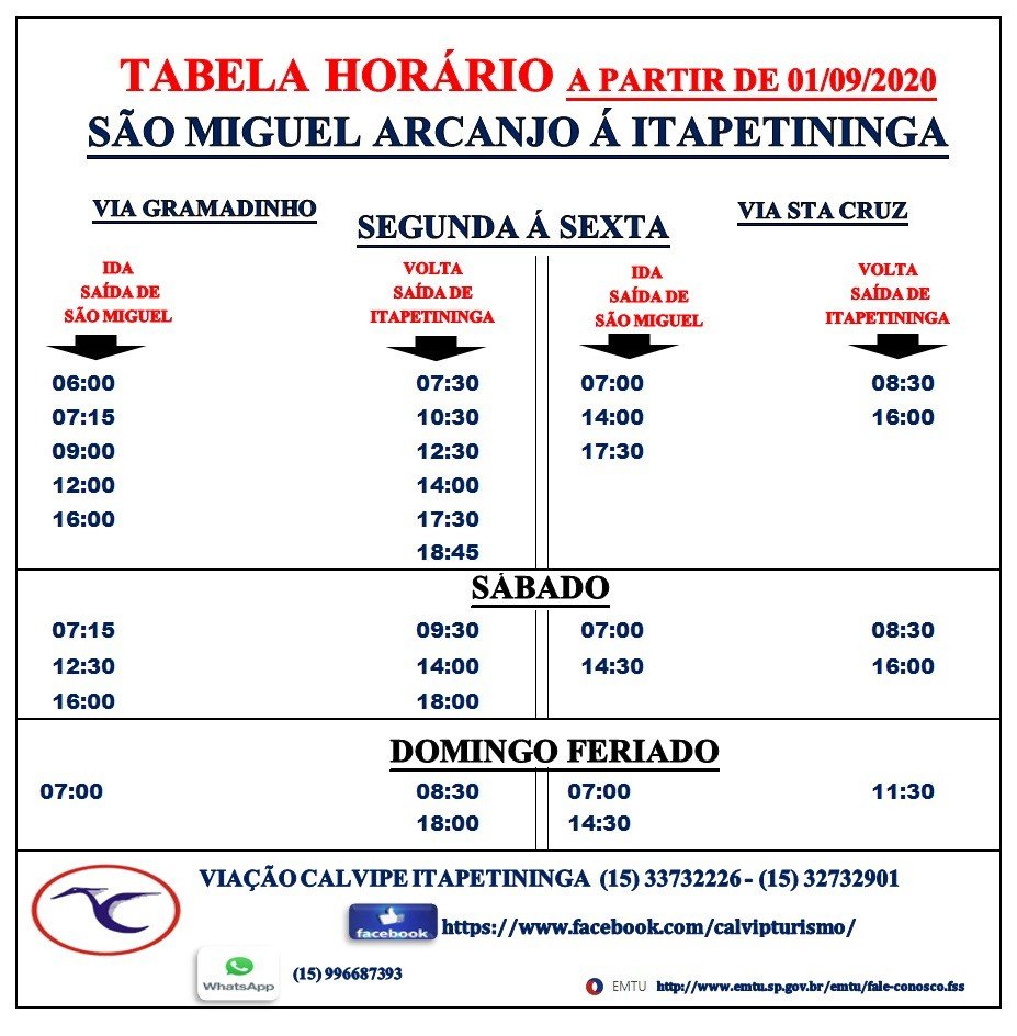 Ônibus intermunicipais voltam a circular em horário normal a partir de setembro em São Miguel Arcanjo