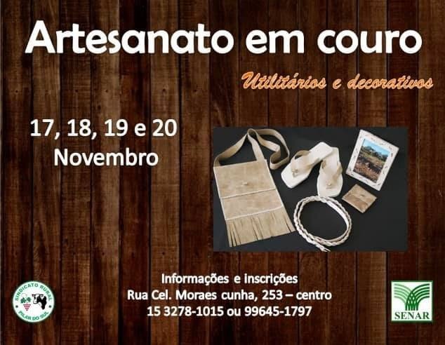 Sindicato Rural de Pilar do Sul e Senar promovem curso gratuito de Artesanato em Couro